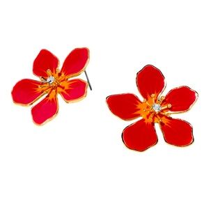 Pink Enamel Flower Stud Earrings - NWT
